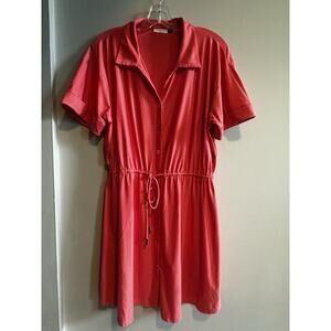 Cabana Life Coral-Red Midi Shirt Dress